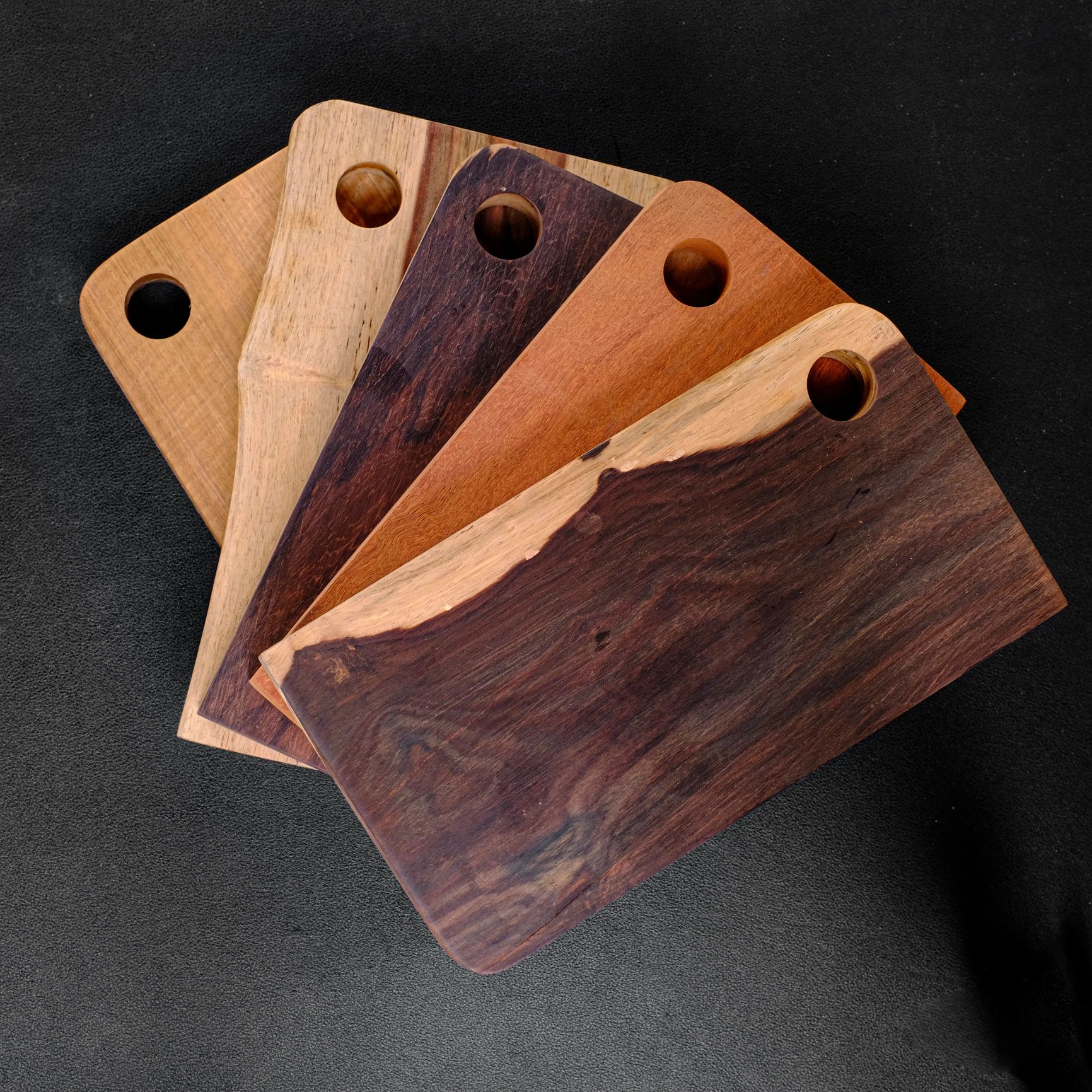 End-grain cutting board made from mixed hardwoods